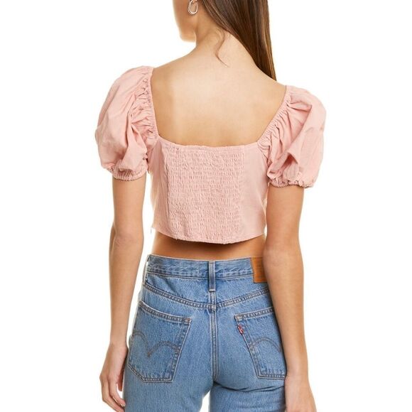 City Sleek Bridgerton-inspired Blush Pink Off The Shoulder Crop Top, size Large - Picture 2 of 10